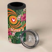 Manu'a 4 in 1 Can Cooler Tumbler Polynesian Art Tattoo Style and Tropical Plants