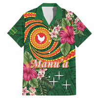Personalised Manuʻa Islands Family Matching Mermaid Dress and Hawaiian Shirt Polynesian Art Tattoo Style and Tropical Plants LT03 Dad's Shirt - Short Sleeve Green - Polynesian Pride