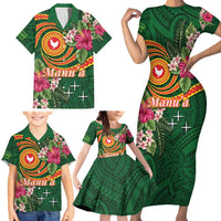 Personalised Manuʻa Islands Family Matching Short Sleeve Bodycon Dress and Hawaiian Shirt Polynesian Art Tattoo Style and Tropical Plants LT03 - Polynesian Pride