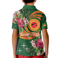 Manuʻa Islands Kid Polo Shirt Polynesian Art Tattoo Style and Tropical Plants