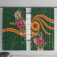 Manuʻa Islands Window Curtain Polynesian Art Tattoo Style and Tropical Plants