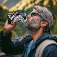 Hafa Adai Guam 4 in 1 Can Cooler Tumbler Polynesian Palm Tree Tattoo Hibiscus and Plumeria Art