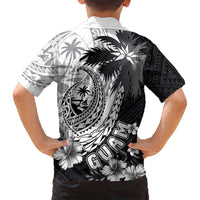 Hafa Adai Guam Family Matching Long Sleeve Bodycon Dress and Hawaiian Shirt Polynesian Palm Tree Tattoo Hibiscus and Plumeria Art LT03 - Polynesian Pride