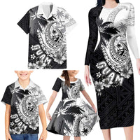 Hafa Adai Guam Family Matching Long Sleeve Bodycon Dress and Hawaiian Shirt Polynesian Palm Tree Tattoo Hibiscus and Plumeria Art LT03 - Polynesian Pride