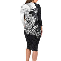 Hafa Adai Guam Family Matching Long Sleeve Bodycon Dress and Hawaiian Shirt Polynesian Palm Tree Tattoo Hibiscus and Plumeria Art LT03 - Polynesian Pride