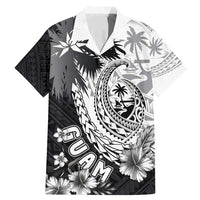 Hafa Adai Guam Family Matching Mermaid Dress and Hawaiian Shirt Polynesian Palm Tree Tattoo Hibiscus and Plumeria Art LT03 Dad's Shirt - Short Sleeve Black - Polynesian Pride