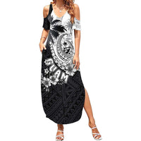 Hafa Adai Guam Family Matching Summer Maxi Dress and Hawaiian Shirt Polynesian Palm Tree Tattoo Hibiscus and Plumeria Art