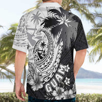 Hafa Adai Guam Hawaiian Shirt Polynesian Palm Tree Tattoo Hibiscus and Plumeria Art
