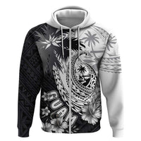 Hafa Adai Guam Zip Hoodie Polynesian Palm Tree Tattoo Hibiscus and Plumeria Art LT03 Zip Hoodie Black - Polynesian Pride