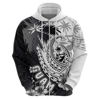 Hafa Adai Guam Zip Hoodie Polynesian Palm Tree Tattoo Hibiscus and Plumeria Art LT03 - Polynesian Pride