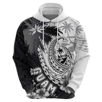 Hafa Adai Guam Zip Hoodie Polynesian Palm Tree Tattoo Hibiscus and Plumeria Art LT03 - Polynesian Pride