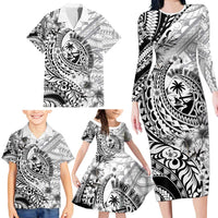 Guam-Land of the Chamorro Family Matching Long Sleeve Bodycon Dress and Hawaiian Shirt Polynesian Tattoo Style Hibiscus and Plumeria Art LT03 - Polynesian Pride