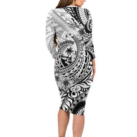 Guam-Land of the Chamorro Family Matching Long Sleeve Bodycon Dress and Hawaiian Shirt Polynesian Tattoo Style Hibiscus and Plumeria Art LT03 - Polynesian Pride