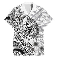 Guam-Land of the Chamorro Family Matching Mermaid Dress and Hawaiian Shirt Polynesian Tattoo Style Hibiscus and Plumeria Art LT03 Dad's Shirt - Short Sleeve Black - Polynesian Pride