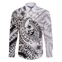 Guam-Land of the Chamorro Family Matching Short Sleeve Bodycon Dress and Hawaiian Shirt Polynesian Tattoo Style Hibiscus and Plumeria Art LT03 Dad's Shirt - Long Sleeve Black - Polynesian Pride