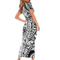 Guam-Land of the Chamorro Family Matching Short Sleeve Bodycon Dress and Hawaiian Shirt Polynesian Tattoo Style Hibiscus and Plumeria Art LT03 - Polynesian Pride
