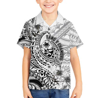 Guam-Land of the Chamorro Family Matching Short Sleeve Bodycon Dress and Hawaiian Shirt Polynesian Tattoo Style Hibiscus and Plumeria Art LT03 Son's Shirt Black - Polynesian Pride