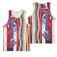 Hawaiian Sea Animals Basketball Jersey with Lei and Flag Style