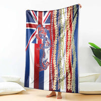Hawaiian Sea Animals Blanket with Lei and Flag Style