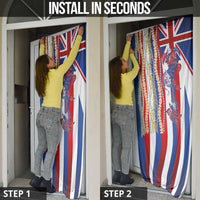 Hawaiian Sea Animals Door Cover with Lei and Flag Style