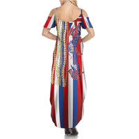 Hawaiian Sea Animals Family Matching Summer Maxi Dress and Hawaiian Shirt with Lei and Flag Style LT03 - Polynesian Pride