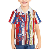 Hawaiian Sea Animals Kid Hawaiian Shirt with Lei and Flag Style