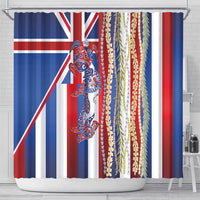 Hawaiian Sea Animals Shower Curtain with Lei and Flag Style