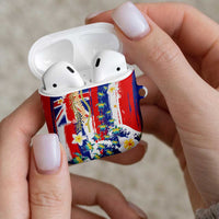 Hawaiian Sea Turtles and Plumeria AirPods Case with Lei and Flag Grunge Style