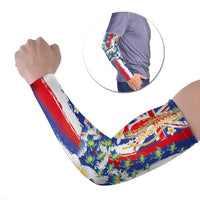 Hawaiian Sea Turtles and Plumeria Arm Sleeves with Lei and Flag Grunge Style