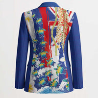Hawaiian Sea Turtles and Plumeria Blazer with Lei and Flag Grunge Style