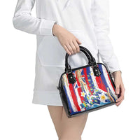 Hawaiian Sea Turtles and Plumeria Shoulder Handbag with Lei and Flag Grunge Style