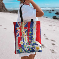 Hawaiian Sea Turtles and Plumeria Tote Bag with Lei and Flag Grunge Style