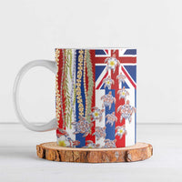 Hawaiian Polynesian Tribal Turtles Ceramic Mug with Lei and Flag Style