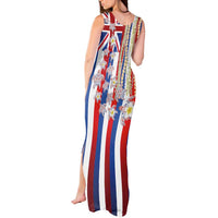 Hawaiian Polynesian Tribal Turtles Tank Maxi Dress with Lei and Flag Style
