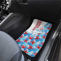 Hawaiian Tribal Manta Ray Car Mats Kakau Tattoo and Flowers Surfing Waves Pattern Ocean Color