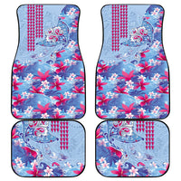 Hawaiian Tribal Manta Ray Car Mats Kakau Tattoo and Flowers Surfing Waves Pattern Soft Color