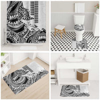 Hawaiian Tribal Manta Ray Bathroom Set Kakau Tattoo and Polynesian Art Motif Pattern