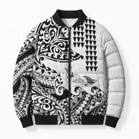 Hawaiian Tribal Manta Ray Bomber Puffer Jacket Kakau Tattoo and Polynesian Art Motif Pattern