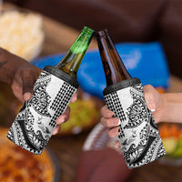 Hawaiian Tribal Manta Ray 4 in 1 Can Cooler Tumbler Kakau Tattoo and Polynesian Art Motif Pattern
