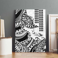 Hawaiian Tribal Manta Ray Canvas Wall Art Kakau Tattoo and Polynesian Art Motif Pattern