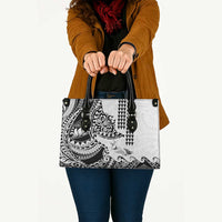 Hawaiian Tribal Manta Ray Leather Bag Kakau Tattoo and Polynesian Art Motif Pattern