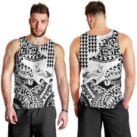 Hawaiian Tribal Manta Ray Men Tank Top Kakau Tattoo and Polynesian Art Motif Pattern