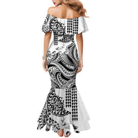 Hawaiian Tribal Manta Ray Mermaid Dress Kakau Tattoo and Polynesian Art Motif Pattern