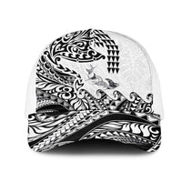 Hawaiian Tribal Manta Ray Mesh Trucker Cap Kakau Tattoo and Polynesian Art Motif Pattern