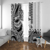 Hawaiian Tribal Manta Ray Window Curtain Kakau Tattoo and Polynesian Art Motif Pattern