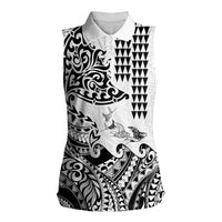 Hawaiian Tribal Manta Ray Women Sleeveless Polo Shirt Kakau Tattoo and Polynesian Art Motif Pattern LT03 Female Multicolor - Polynesian Pride