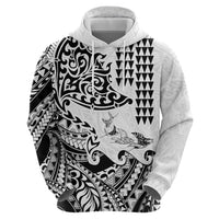 Hawaiian Tribal Manta Ray Zip Hoodie Kakau Tattoo and Polynesian Art Motif Pattern