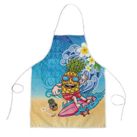 Hawaiian Funny Pineapple Surfing Apron Beach with Tribal Kakau and Plumeria