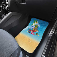 Hawaiian Funny Pineapple Surfing Car Mats Beach with Tribal Kakau and Plumeria