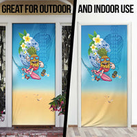 Hawaiian Funny Pineapple Surfing Door Cover Beach with Tribal Kakau and Plumeria